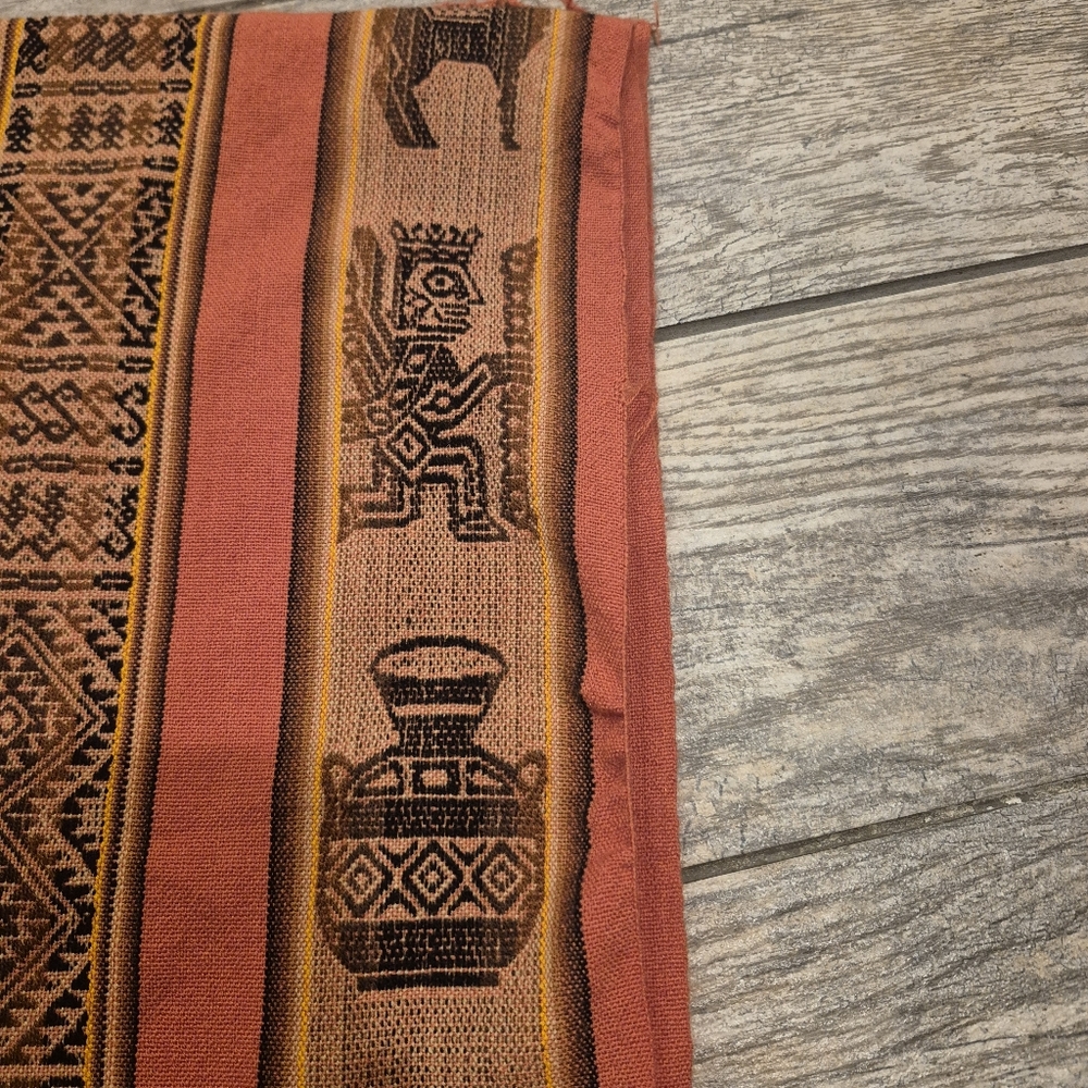 Vintage Peruvian Andean Woven Blanket Llama Iconography Large 88x40 - Picture 7 of 7